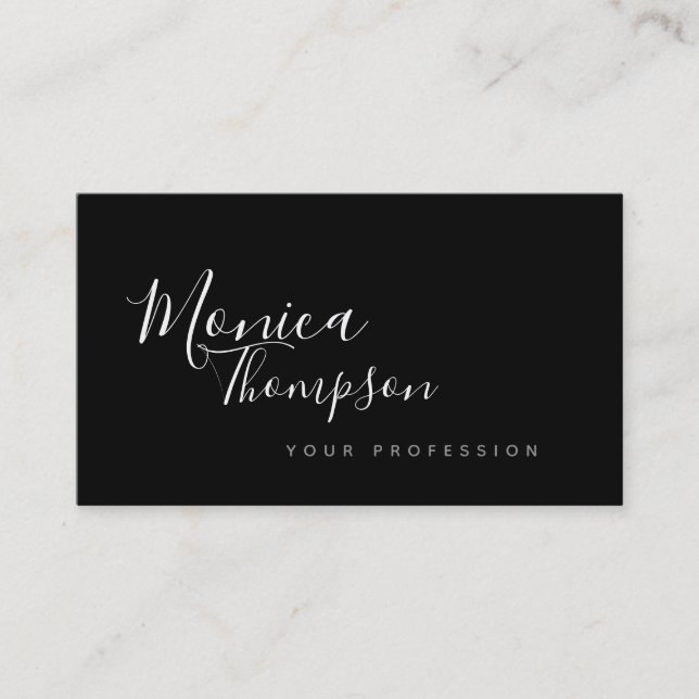 b/w handwritten cursive font style feminine business card (Front)