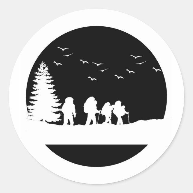 B&W Hiking Adventure Sticker (Front)