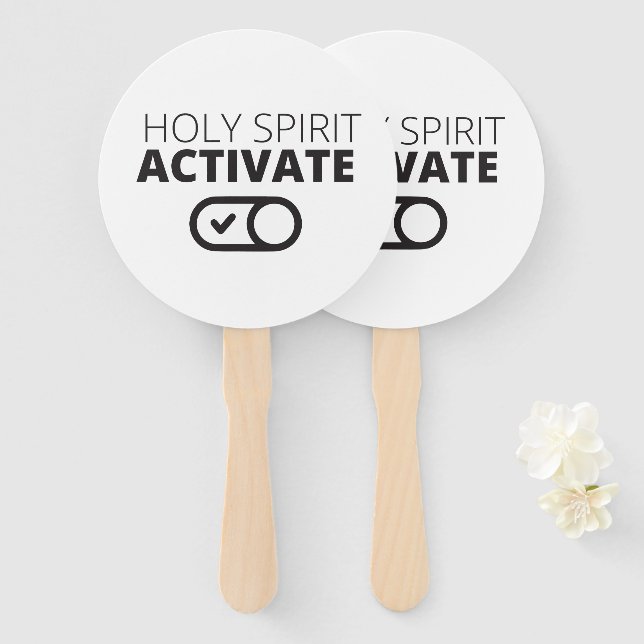 B/W Holy Spirit Activate Icon Gospel Graphics Gosp Hand Fan (Front and Back)