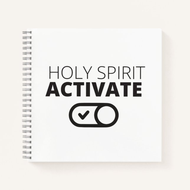 B/W Holy Spirit Activate Icon Gospel Graphics Gosp Notebook (Front)