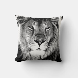 B&W Lion Face American MoJo Pillow