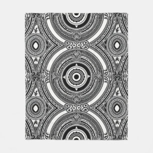 B&W Medallion Motif Fleece Blanket