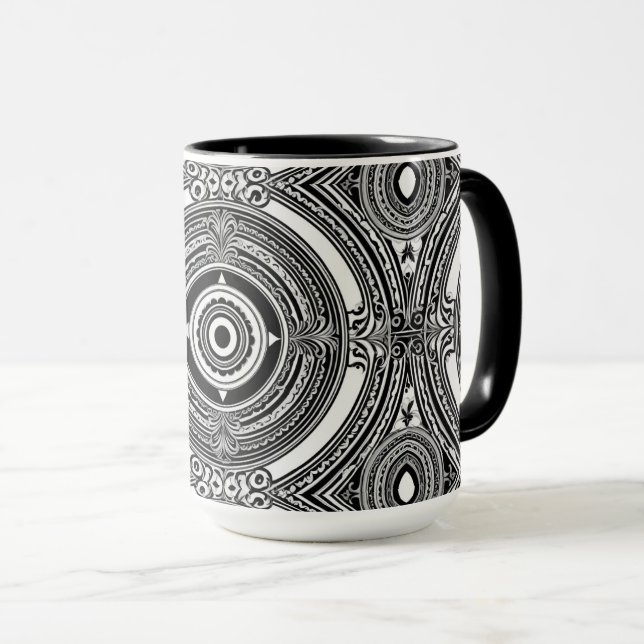 B&W Medallion Motif Mug (Front Right)
