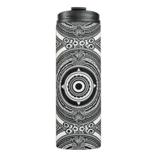 B&W Medallion Motif Thermal Tumbler
