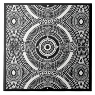 B&W Medallion Motif Tile