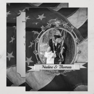 B&W Military Wedding Invitation with Photograph