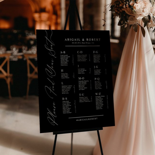 B&W Minimalist Alphabetical Wedding Seating Chart (Creator Uploaded)