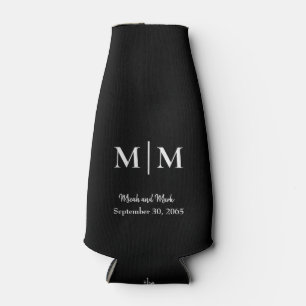 B/W Monogram & Names Wedding Tall Can Cooler