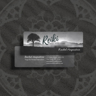 B&W Natural Reiki Master Yoga Mediation instructor Mini Business Card