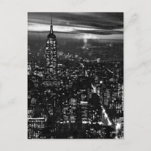 B&W New York City at Night Postcard