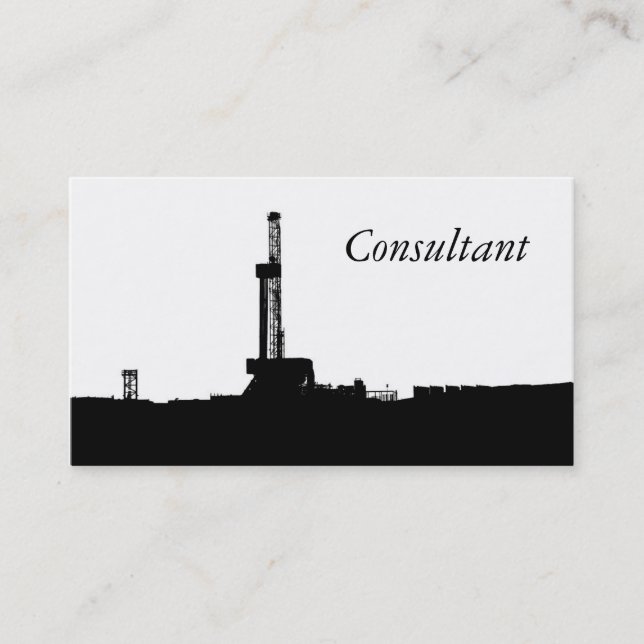 B/W Oil Drilling Rig Silhouette Business Card (Front)
