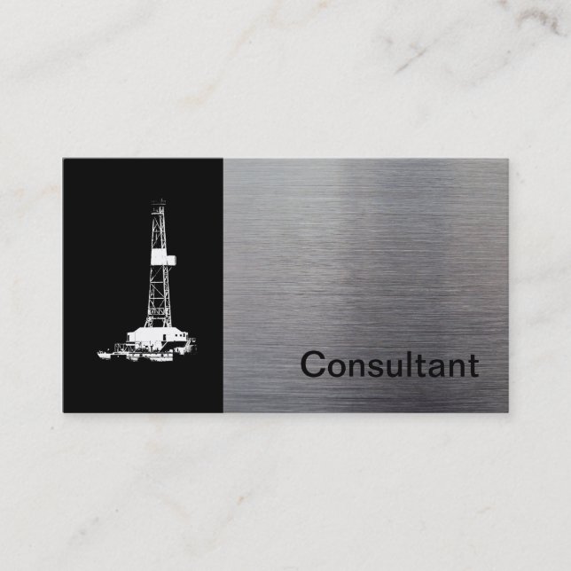 B/W Oil Well Pumping Unit Business Card (Front)