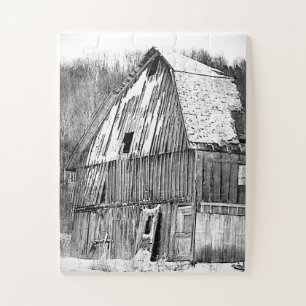 B&W Old Barn Country Oversized Jigsaw Puzzle