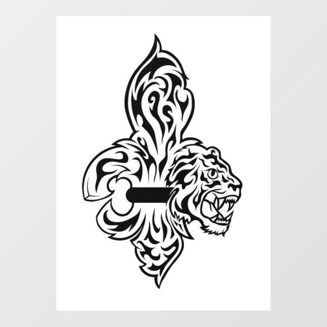 B&W ORIGINAL Fleur De Lis W/Mike Window Cling (Sheet)