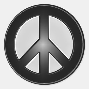 B&W peace sign Classic Round Sticker