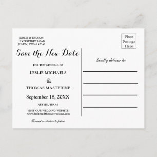 B&W Personalised Save the New Date Postcard