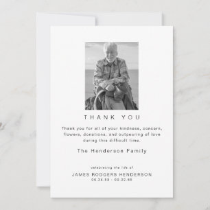 B/W Photo Bereavement Funeral Thank You Card