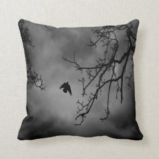 B&W Photo-Bird Flying #1-Pillow Cushion