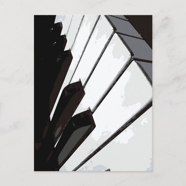 B&W Piano Keys Postcard (Front)