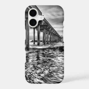 B&W pier at dawn, California