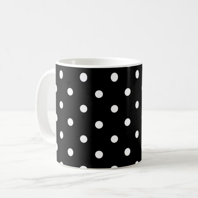 B&W Polkadots Coffee Mug (Front Left)