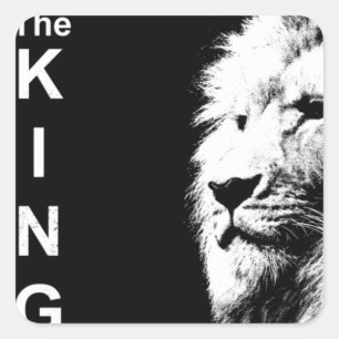 B&W Pop Art Lion Head Trendy Template Custom Square Sticker