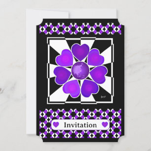 b&w Purple hearts beating