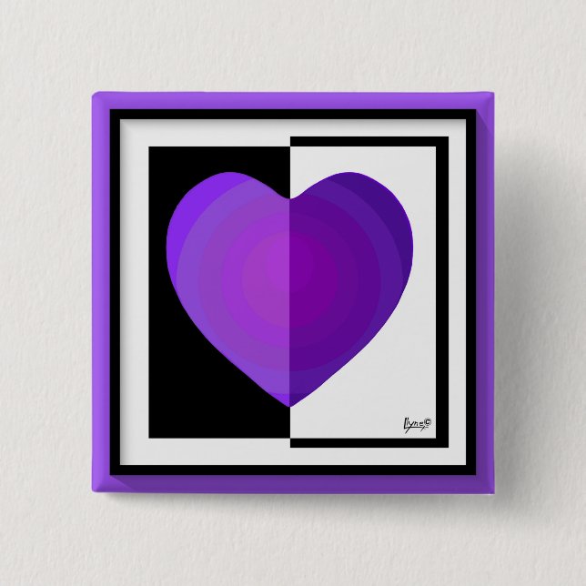 B&W Purple Hearts Beating 15 Cm Square Badge (Front)