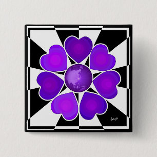 B&W Purple Hearts Beating 15 Cm Square Badge