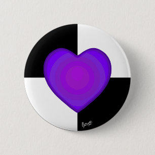 B&W Purple Hearts Beating 6 Cm Round Badge