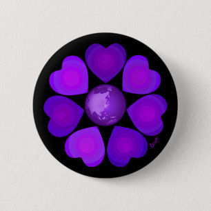 B&W Purple Hearts Beating 6 Cm Round Badge