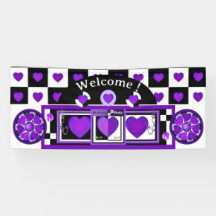 B&W purple hearts beating Banner