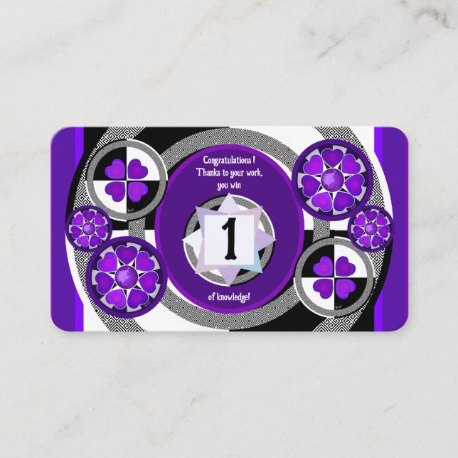 B&W purple hearts beating Business Card (Front)