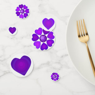 B&W Purple Hearts Beating Confetti
