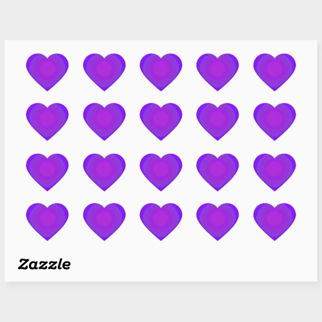 B&W Purple Hearts Beating Heart Sticker (Sheet)