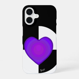B&W Purple Hearts Beating iPhone 16 Case