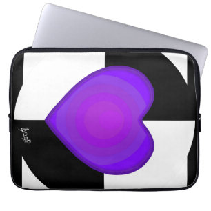 B&W Purple Hearts Beating Laptop Sleeve