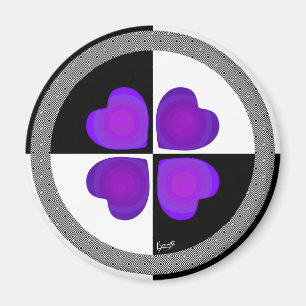 B&W Purple Hearts Beating Magnet