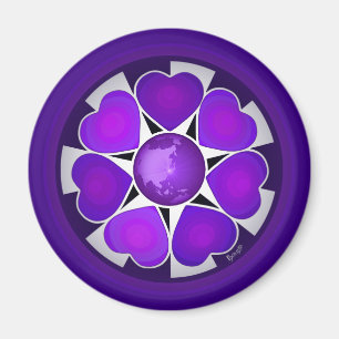 B&W Purple Hearts Beating Magnet