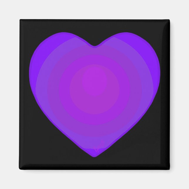 B&W Purple Hearts Beating Magnet (Front)