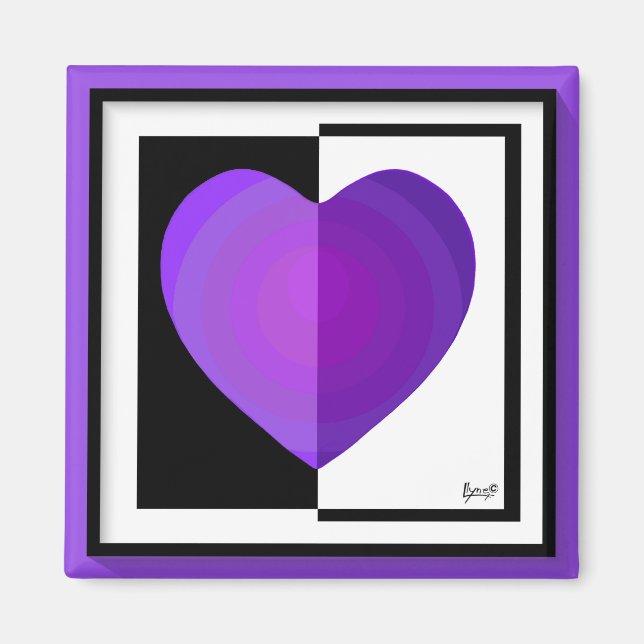 B&W Purple Hearts Beating Magnet (Front)