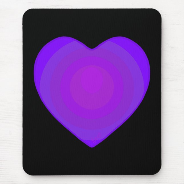 B&W Purple Hearts Beating Mouse Mat (Front)
