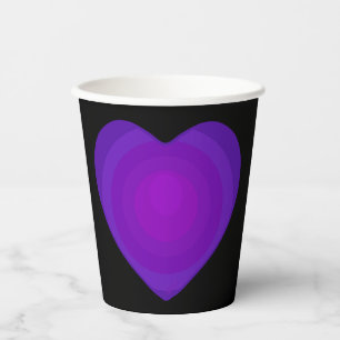 B&W Purple Hearts Beating Paper Cups
