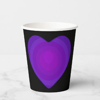 B&W Purple Hearts Beating Paper Cups
