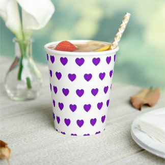 B&W Purple Hearts Beating Paper Cups