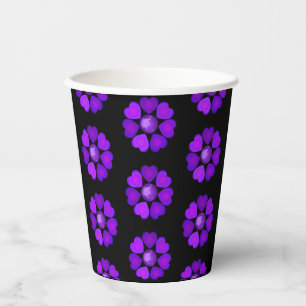 B&W Purple Hearts Beating Paper Cups