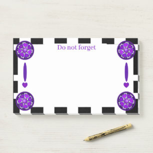 B&W purple hearts beating Post-it Notes