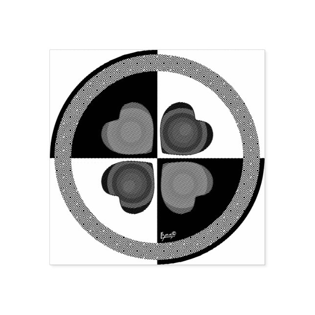B&W purple hearts beating Rubber Stamp (Imprint)