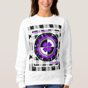 B&W Purple Hearts Beating Sweatshirt