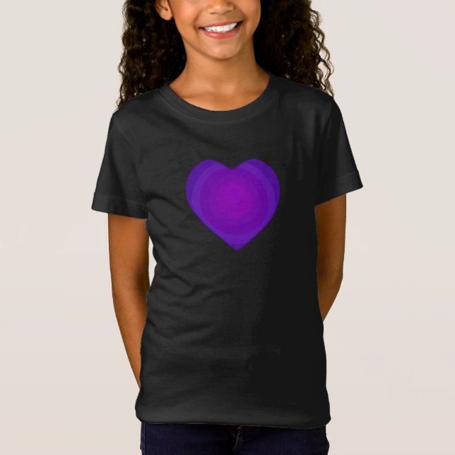 B&W Purple Hearts Beating T-Shirt (Front)